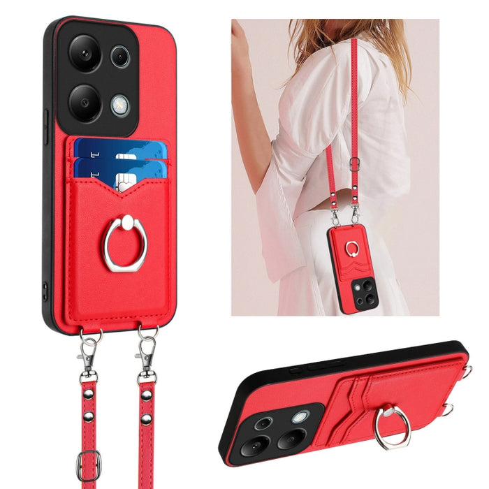 Estuche para teléfono con tarjetero y anillo de cuerda cruzada R20, For Xiaomi Redmi Turbo 3, For Xiaomi Redmi A3 4G Global, For Xiaomi Redmi Note 13 Pro 4G Global, For Xiaomi Redmi Note 13 4G Global, For Xiaomi Redmi 13C 5G / 13R                      ...