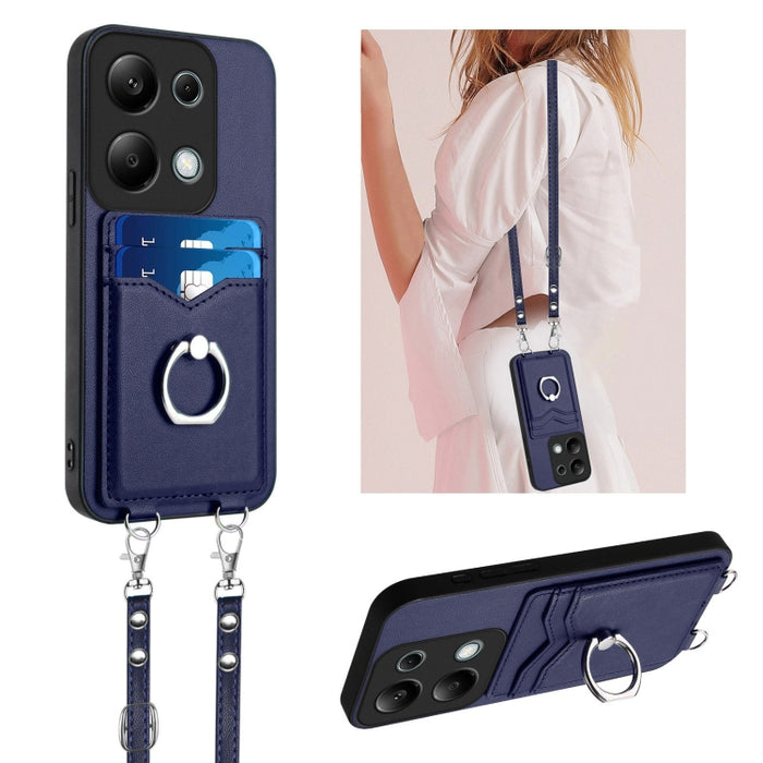 Estuche para teléfono con tarjetero y anillo de cuerda cruzada R20, For Xiaomi Redmi Turbo 3, For Xiaomi Redmi A3 4G Global, For Xiaomi Redmi Note 13 Pro 4G Global, For Xiaomi Redmi Note 13 4G Global, For Xiaomi Redmi 13C 5G / 13R                      ...