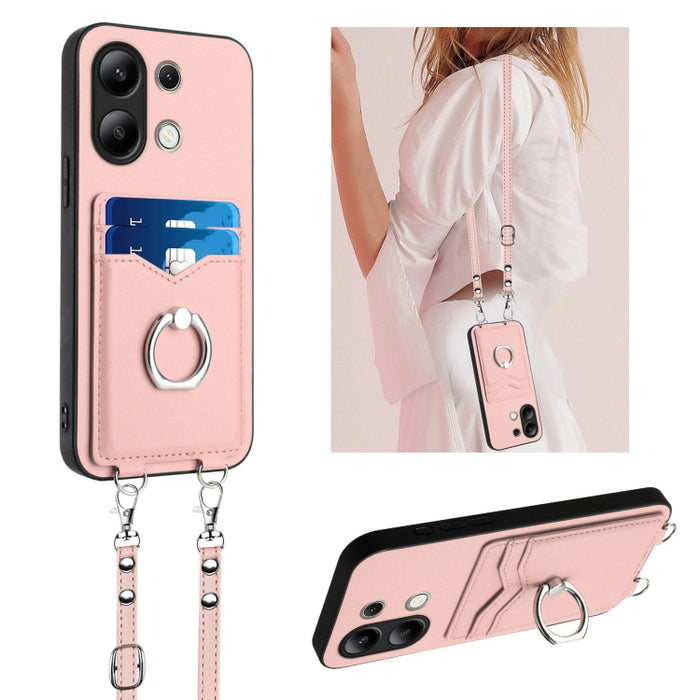Estuche para teléfono con tarjetero y anillo de cuerda cruzada R20, For Xiaomi Redmi Turbo 3, For Xiaomi Redmi A3 4G Global, For Xiaomi Redmi Note 13 Pro 4G Global, For Xiaomi Redmi Note 13 4G Global, For Xiaomi Redmi 13C 5G / 13R                      ...