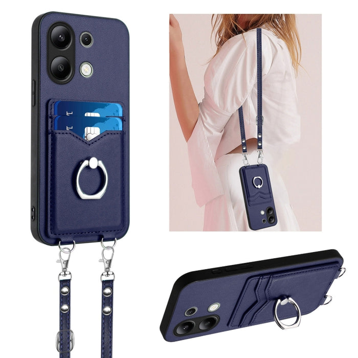 Estuche para teléfono con tarjetero y anillo de cuerda cruzada R20, For Xiaomi Redmi Turbo 3, For Xiaomi Redmi A3 4G Global, For Xiaomi Redmi Note 13 Pro 4G Global, For Xiaomi Redmi Note 13 4G Global, For Xiaomi Redmi 13C 5G / 13R                      ...