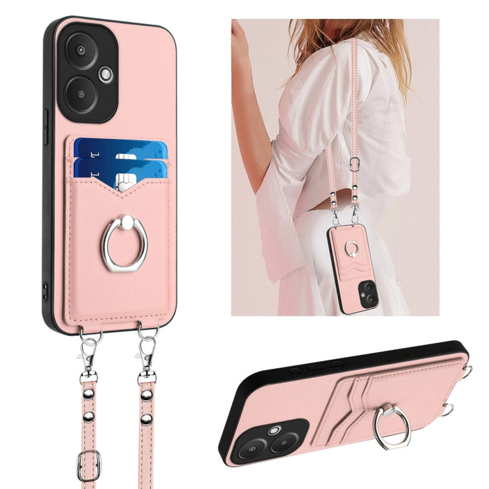Estuche para teléfono con tarjetero y anillo de cuerda cruzada R20, For Xiaomi Redmi Turbo 3, For Xiaomi Redmi A3 4G Global, For Xiaomi Redmi Note 13 Pro 4G Global, For Xiaomi Redmi Note 13 4G Global, For Xiaomi Redmi 13C 5G / 13R                      ...