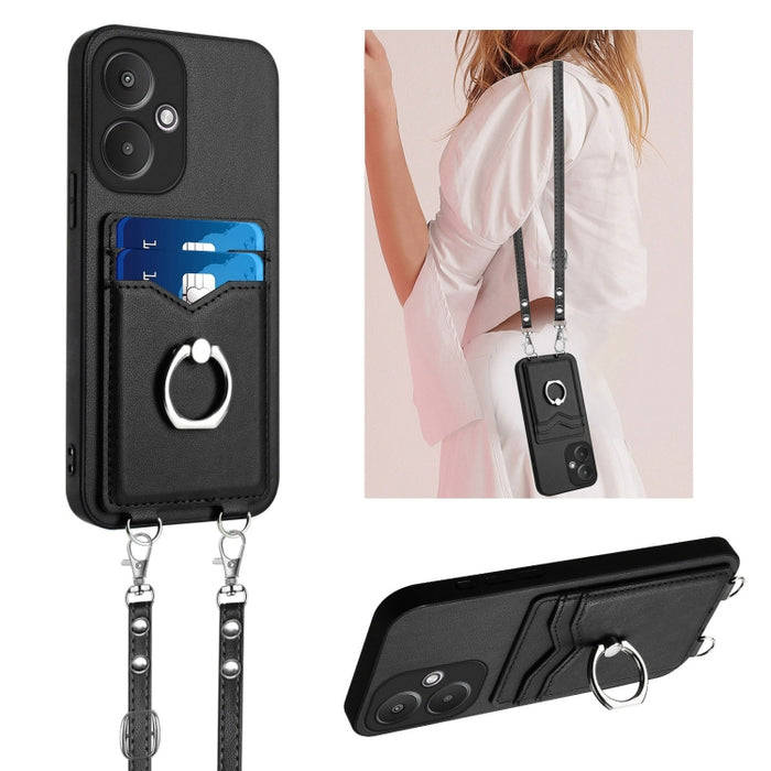 Estuche para teléfono con tarjetero y anillo de cuerda cruzada R20, For Xiaomi Redmi Turbo 3, For Xiaomi Redmi A3 4G Global, For Xiaomi Redmi Note 13 Pro 4G Global, For Xiaomi Redmi Note 13 4G Global, For Xiaomi Redmi 13C 5G / 13R                      ...