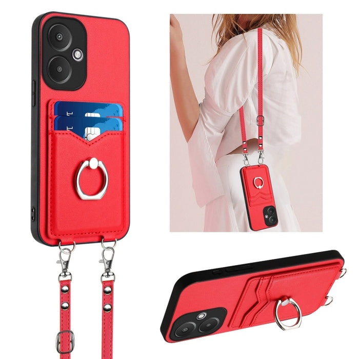 Estuche para teléfono con tarjetero y anillo de cuerda cruzada R20, For Xiaomi Redmi Turbo 3, For Xiaomi Redmi A3 4G Global, For Xiaomi Redmi Note 13 Pro 4G Global, For Xiaomi Redmi Note 13 4G Global, For Xiaomi Redmi 13C 5G / 13R                      ...