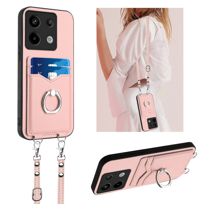Estuche para teléfono con tarjetero y anillo de cuerda cruzada R20, For Xiaomi Redmi Turbo 3, For Xiaomi Redmi A3 4G Global, For Xiaomi Redmi Note 13 Pro 4G Global, For Xiaomi Redmi Note 13 4G Global, For Xiaomi Redmi 13C 5G / 13R                      ...