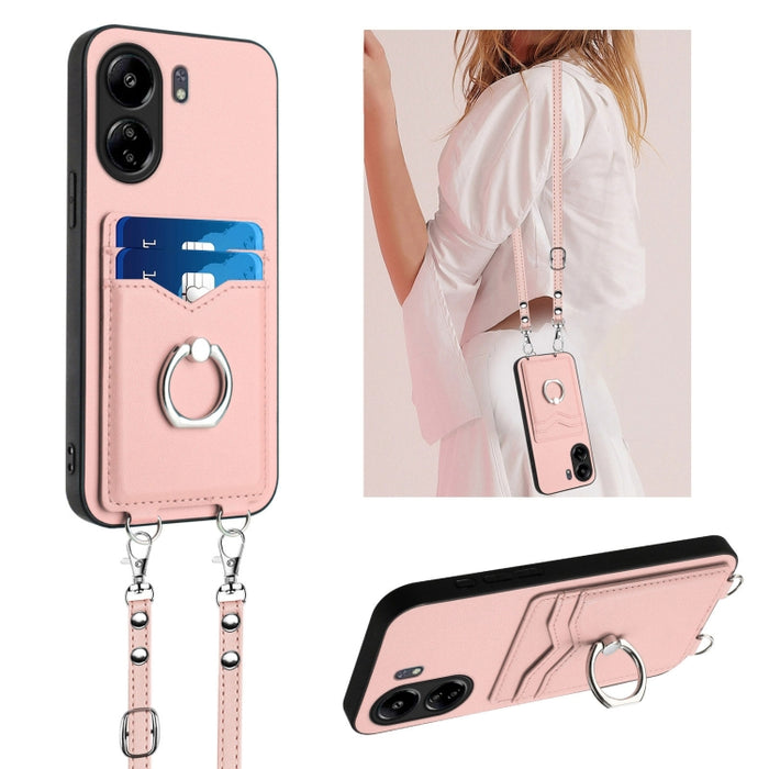 Estuche para teléfono con tarjetero y anillo de cuerda cruzada R20, For Xiaomi Redmi Turbo 3, For Xiaomi Redmi A3 4G Global, For Xiaomi Redmi Note 13 Pro 4G Global, For Xiaomi Redmi Note 13 4G Global, For Xiaomi Redmi 13C 5G / 13R                      ...