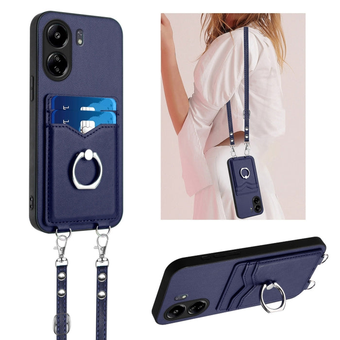 Estuche para teléfono con tarjetero y anillo de cuerda cruzada R20, For Xiaomi Redmi Turbo 3, For Xiaomi Redmi A3 4G Global, For Xiaomi Redmi Note 13 Pro 4G Global, For Xiaomi Redmi Note 13 4G Global, For Xiaomi Redmi 13C 5G / 13R                      ...