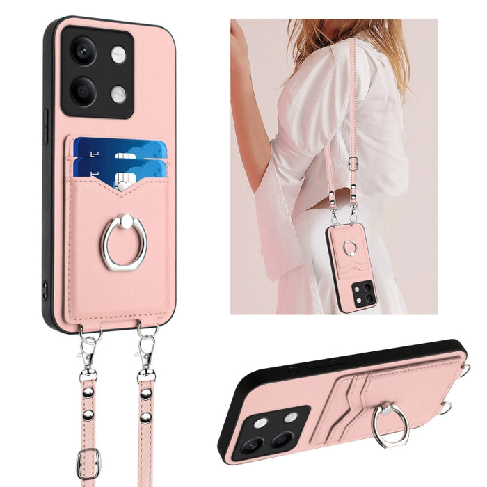 Estuche para teléfono con tarjetero y anillo de cuerda cruzada R20, For Xiaomi Redmi Turbo 3, For Xiaomi Redmi A3 4G Global, For Xiaomi Redmi Note 13 Pro 4G Global, For Xiaomi Redmi Note 13 4G Global, For Xiaomi Redmi 13C 5G / 13R                      ...