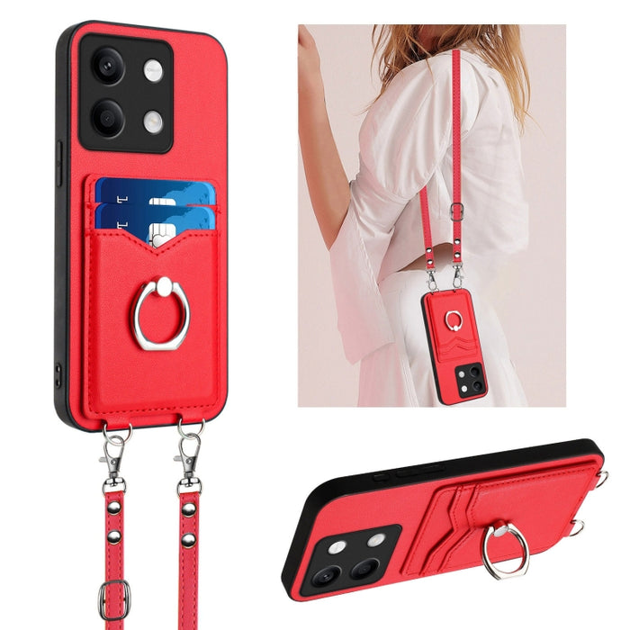 Estuche para teléfono con tarjetero y anillo de cuerda cruzada R20, For Xiaomi Redmi Turbo 3, For Xiaomi Redmi A3 4G Global, For Xiaomi Redmi Note 13 Pro 4G Global, For Xiaomi Redmi Note 13 4G Global, For Xiaomi Redmi 13C 5G / 13R                      ...