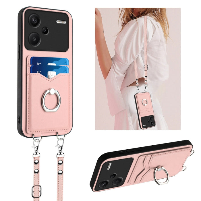 Estuche para teléfono con tarjetero y anillo de cuerda cruzada R20, For Xiaomi Redmi Turbo 3, For Xiaomi Redmi A3 4G Global, For Xiaomi Redmi Note 13 Pro 4G Global, For Xiaomi Redmi Note 13 4G Global, For Xiaomi Redmi 13C 5G / 13R                      ...