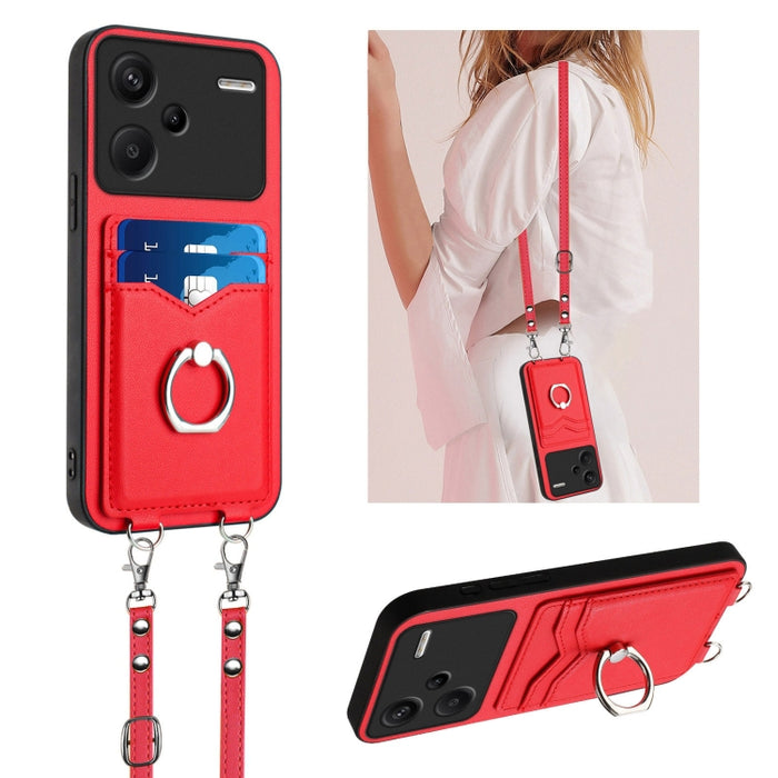 Estuche para teléfono con tarjetero y anillo de cuerda cruzada R20, For Xiaomi Redmi Turbo 3, For Xiaomi Redmi A3 4G Global, For Xiaomi Redmi Note 13 Pro 4G Global, For Xiaomi Redmi Note 13 4G Global, For Xiaomi Redmi 13C 5G / 13R                      ...