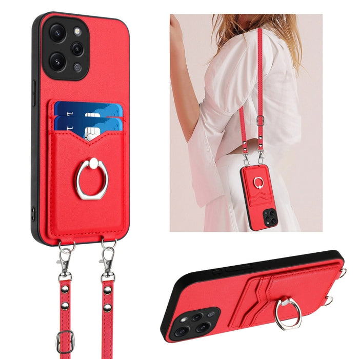 Estuche para teléfono con tarjetero y anillo de cuerda cruzada R20, For Xiaomi Redmi Turbo 3, For Xiaomi Redmi A3 4G Global, For Xiaomi Redmi Note 13 Pro 4G Global, For Xiaomi Redmi Note 13 4G Global, For Xiaomi Redmi 13C 5G / 13R                      ...