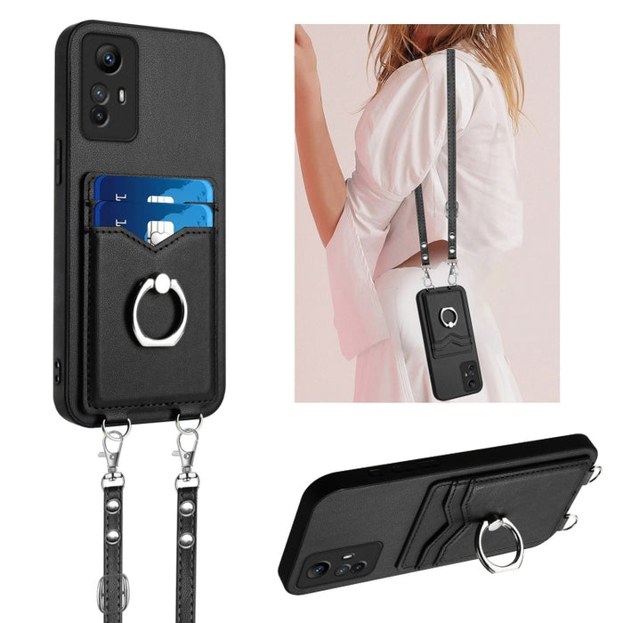 Estuche para teléfono con tarjetero y anillo de cuerda cruzada R20, For Xiaomi Redmi Turbo 3, For Xiaomi Redmi A3 4G Global, For Xiaomi Redmi Note 13 Pro 4G Global, For Xiaomi Redmi Note 13 4G Global, For Xiaomi Redmi 13C 5G / 13R                      ...