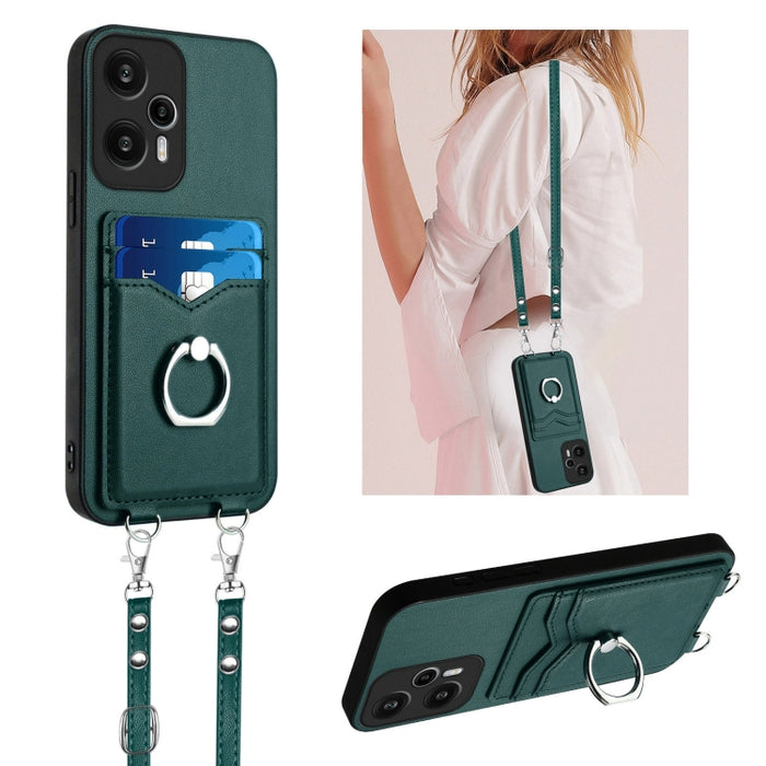 Estuche para teléfono con tarjetero y anillo de cuerda cruzada R20, For Xiaomi Redmi Turbo 3, For Xiaomi Redmi A3 4G Global, For Xiaomi Redmi Note 13 Pro 4G Global, For Xiaomi Redmi Note 13 4G Global, For Xiaomi Redmi 13C 5G / 13R                      ...