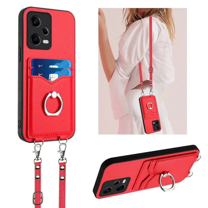 Estuche para teléfono con tarjetero y anillo de cuerda cruzada R20, For Xiaomi Redmi Turbo 3, For Xiaomi Redmi A3 4G Global, For Xiaomi Redmi Note 13 Pro 4G Global, For Xiaomi Redmi Note 13 4G Global, For Xiaomi Redmi 13C 5G / 13R                      ...