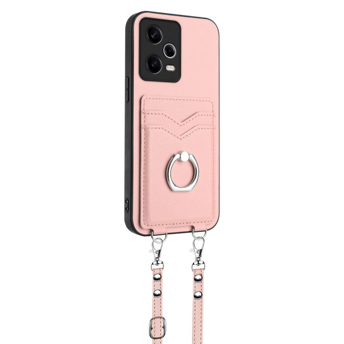 Estuche para teléfono con tarjetero y anillo de cuerda cruzada R20, For Xiaomi Redmi Note 12 Pro 5G, For Xiaomi Redmi Note 12 Pro Speed, For Xiaomi Redmi Note 12 5G Global, For Xiaomi Redmi 12C / 11A, For Xiaomi Redmi 10C