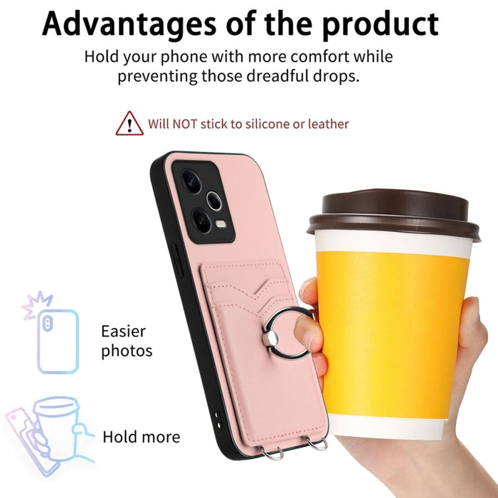 Estuche para teléfono con tarjetero y anillo de cuerda cruzada R20, For Xiaomi Redmi Note 12 Pro 5G, For Xiaomi Redmi Note 12 Pro Speed, For Xiaomi Redmi Note 12 5G Global, For Xiaomi Redmi 12C / 11A, For Xiaomi Redmi 10C