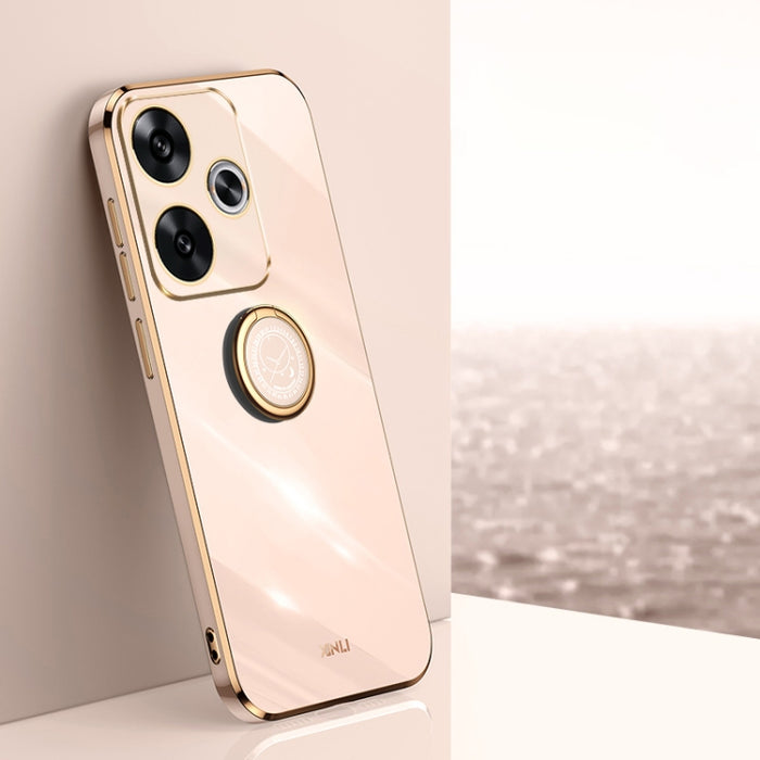 XINLI Estuche a prueba de golpes de TPU con borde dorado chapado en 6D recto con soporte para anillo, For Redmi Note 14 Pro 4G Global, For Redmi Note 14 4G 163.25mm, For Redmi Note 14 5G Global, For Redmi K70 Ultra, For Redmi 13 4G                     ...