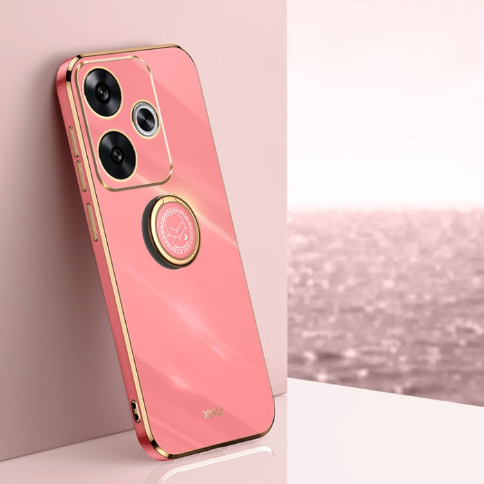 XINLI Estuche a prueba de golpes de TPU con borde dorado chapado en 6D recto con soporte para anillo, For Redmi Note 14 Pro 4G Global, For Redmi Note 14 4G 163.25mm, For Redmi Note 14 5G Global, For Redmi K70 Ultra, For Redmi 13 4G                     ...