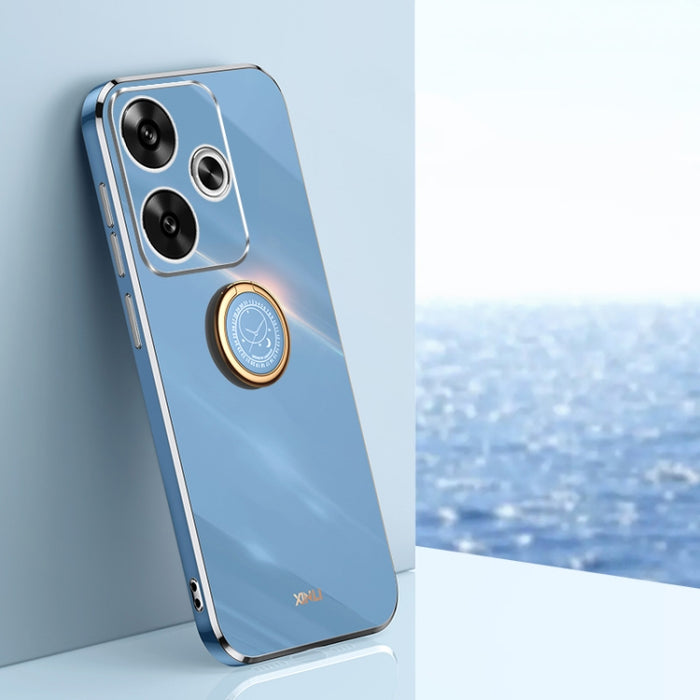 XINLI Estuche a prueba de golpes de TPU con borde dorado chapado en 6D recto con soporte para anillo, For Redmi Note 14 Pro 4G Global, For Redmi Note 14 4G 163.25mm, For Redmi Note 14 5G Global, For Redmi K70 Ultra, For Redmi 13 4G                     ...