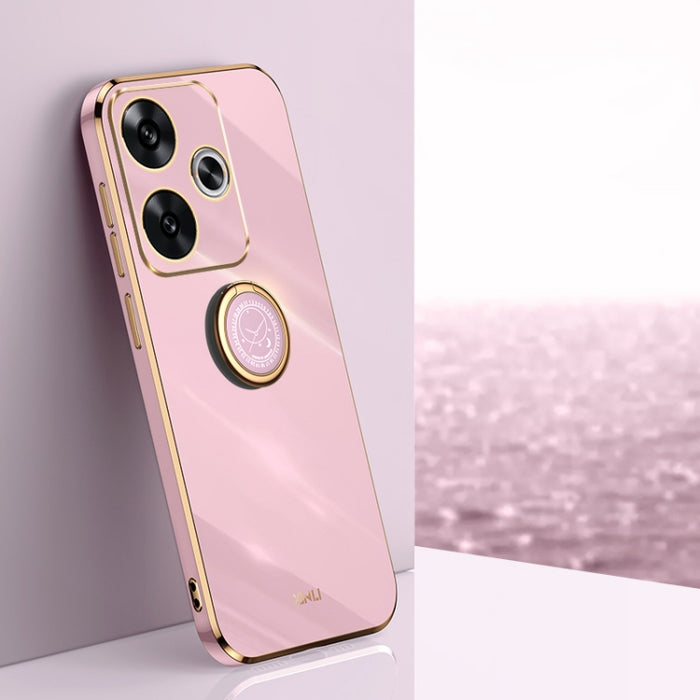 XINLI Estuche a prueba de golpes de TPU con borde dorado chapado en 6D recto con soporte para anillo, For Redmi Note 14 Pro 4G Global, For Redmi Note 14 4G 163.25mm, For Redmi Note 14 5G Global, For Redmi K70 Ultra, For Redmi 13 4G                     ...