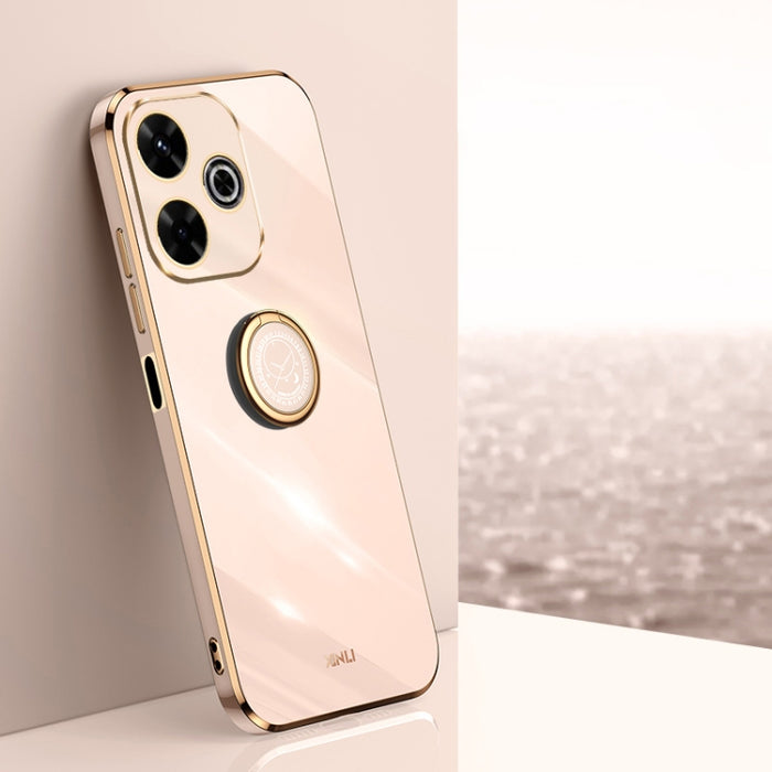 XINLI Estuche a prueba de golpes de TPU con borde dorado chapado en 6D recto con soporte para anillo, For Redmi Note 14 Pro 4G Global, For Redmi Note 14 4G 163.25mm, For Redmi Note 14 5G Global, For Redmi K70 Ultra, For Redmi 13 4G                     ...