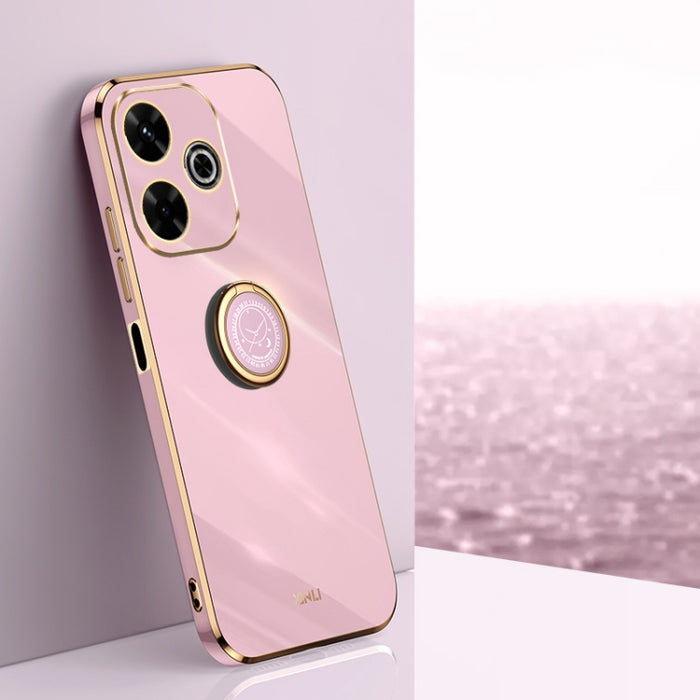 XINLI Estuche a prueba de golpes de TPU con borde dorado chapado en 6D recto con soporte para anillo, For Redmi Note 14 Pro 4G Global, For Redmi Note 14 4G 163.25mm, For Redmi Note 14 5G Global, For Redmi K70 Ultra, For Redmi 13 4G                     ...