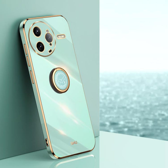XINLI Estuche a prueba de golpes de TPU con borde dorado chapado en 6D recto con soporte para anillo, For Redmi A7 Pro 4G/5G 171mm, For Redmi Turbo 5 5G/Poco X8 Pro 5G, For Redmi Turbo 5 Max 5G, For Redmi Note 15 4G Global 164mm                        ...