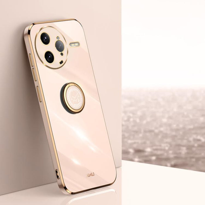 XINLI Estuche a prueba de golpes de TPU con borde dorado chapado en 6D recto con soporte para anillo, For Redmi A7 Pro 4G/5G 171mm, For Redmi Turbo 5 5G/Poco X8 Pro 5G, For Redmi Turbo 5 Max 5G, For Redmi Note 15 4G Global 164mm                        ...