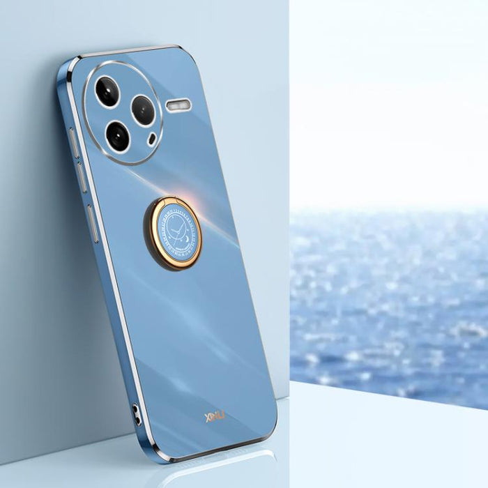 XINLI Estuche a prueba de golpes de TPU con borde dorado chapado en 6D recto con soporte para anillo, For Redmi Note 14 Pro 4G Global, For Redmi Note 14 4G 163.25mm, For Redmi Note 14 5G Global, For Redmi K70 Ultra, For Redmi 13 4G                     ...