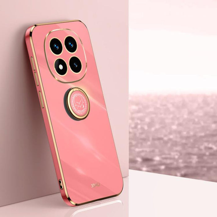 XINLI Estuche a prueba de golpes de TPU con borde dorado chapado en 6D recto con soporte para anillo, For Redmi Note 14 Pro 4G Global, For Redmi Note 14 4G 163.25mm, For Redmi Note 14 5G Global, For Redmi K70 Ultra, For Redmi 13 4G                     ...