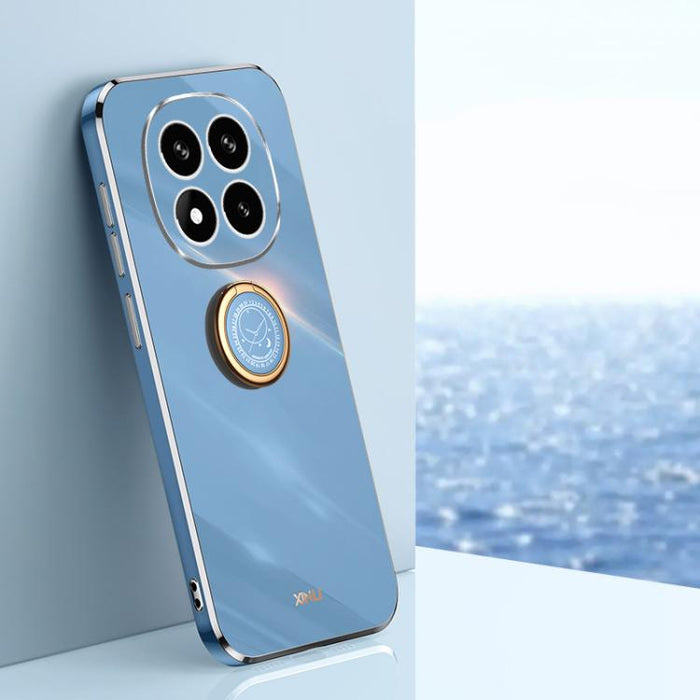 XINLI Estuche a prueba de golpes de TPU con borde dorado chapado en 6D recto con soporte para anillo, For Redmi Note 14 Pro 4G Global, For Redmi Note 14 4G 163.25mm, For Redmi Note 14 5G Global, For Redmi K70 Ultra, For Redmi 13 4G                     ...