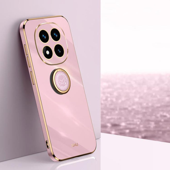 XINLI Estuche a prueba de golpes de TPU con borde dorado chapado en 6D recto con soporte para anillo, For Redmi Note 14 Pro 4G Global, For Redmi Note 14 4G 163.25mm, For Redmi Note 14 5G Global, For Redmi K70 Ultra, For Redmi 13 4G                     ...