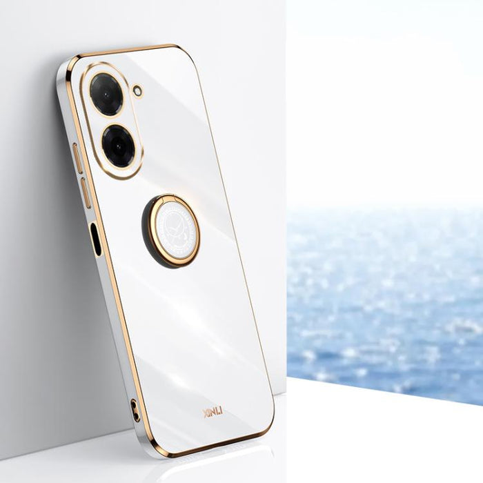 XINLI Estuche a prueba de golpes de TPU con borde dorado chapado en 6D recto con soporte para anillo, For Redmi A7 Pro 4G/5G 171mm, For Redmi Turbo 5 5G/Poco X8 Pro 5G, For Redmi Turbo 5 Max 5G, For Redmi Note 15 4G Global 164mm                        ...