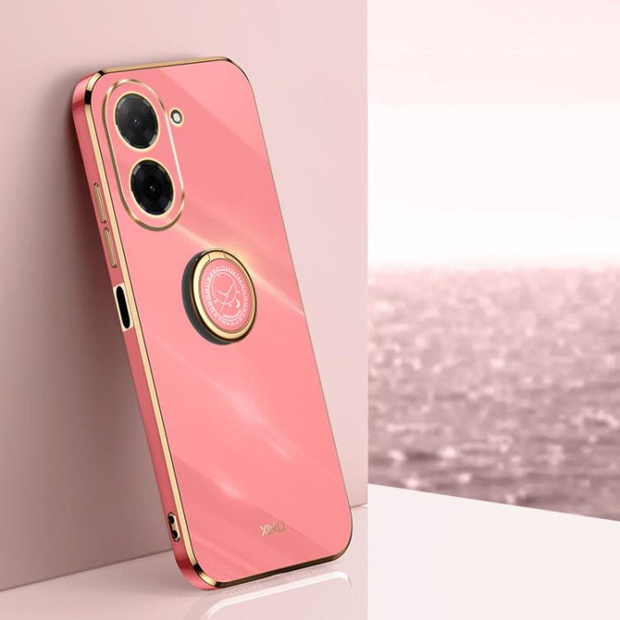 XINLI Estuche a prueba de golpes de TPU con borde dorado chapado en 6D recto con soporte para anillo, For Redmi A7 Pro 4G/5G 171mm, For Redmi Turbo 5 5G/Poco X8 Pro 5G, For Redmi Turbo 5 Max 5G, For Redmi Note 15 4G Global 164mm                        ...