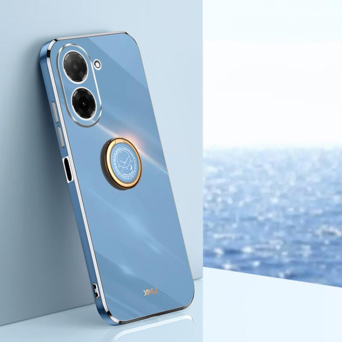 XINLI Estuche a prueba de golpes de TPU con borde dorado chapado en 6D recto con soporte para anillo, For Redmi A7 Pro 4G/5G 171mm, For Redmi Turbo 5 5G/Poco X8 Pro 5G, For Redmi Turbo 5 Max 5G, For Redmi Note 15 4G Global 164mm                        ...
