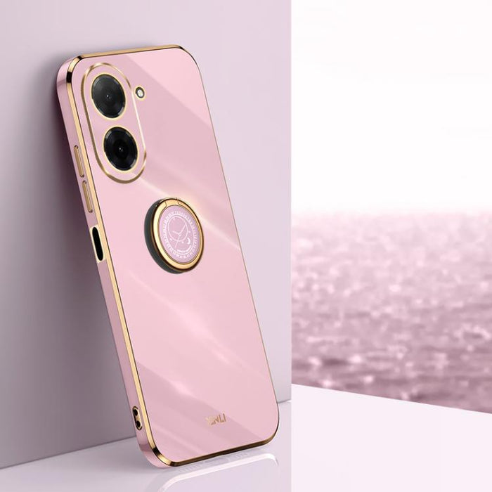 XINLI Estuche a prueba de golpes de TPU con borde dorado chapado en 6D recto con soporte para anillo, For Redmi A7 Pro 4G/5G 171mm, For Redmi Turbo 5 5G/Poco X8 Pro 5G, For Redmi Turbo 5 Max 5G, For Redmi Note 15 4G Global 164mm                        ...