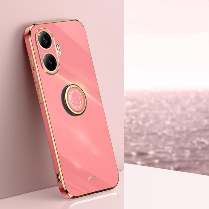 XINLI Estuche a prueba de golpes de TPU con borde dorado chapado en 6D recto con soporte para anillo, For Redmi A7 Pro 4G/5G 171mm, For Redmi Turbo 5 5G/Poco X8 Pro 5G, For Redmi Turbo 5 Max 5G, For Redmi Note 15 4G Global 164mm                        ...