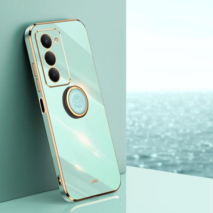 XINLI Estuche a prueba de golpes de TPU con borde dorado chapado en 6D recto con soporte para anillo, For Redmi A7 Pro 4G/5G 171mm, For Redmi Turbo 5 5G/Poco X8 Pro 5G, For Redmi Turbo 5 Max 5G, For Redmi Note 15 4G Global 164mm                        ...