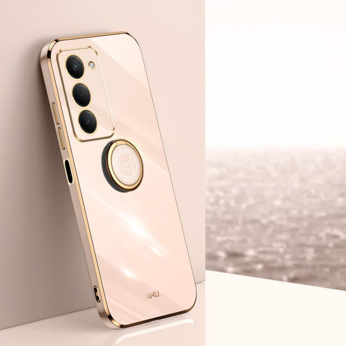 XINLI Estuche a prueba de golpes de TPU con borde dorado chapado en 6D recto con soporte para anillo, For Redmi A7 Pro 4G/5G 171mm, For Redmi Turbo 5 5G/Poco X8 Pro 5G, For Redmi Turbo 5 Max 5G, For Redmi Note 15 4G Global 164mm                        ...
