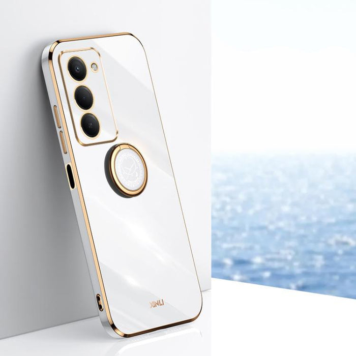 XINLI Estuche a prueba de golpes de TPU con borde dorado chapado en 6D recto con soporte para anillo, For Redmi A7 Pro 4G/5G 171mm, For Redmi Turbo 5 5G/Poco X8 Pro 5G, For Redmi Turbo 5 Max 5G, For Redmi Note 15 4G Global 164mm                        ...