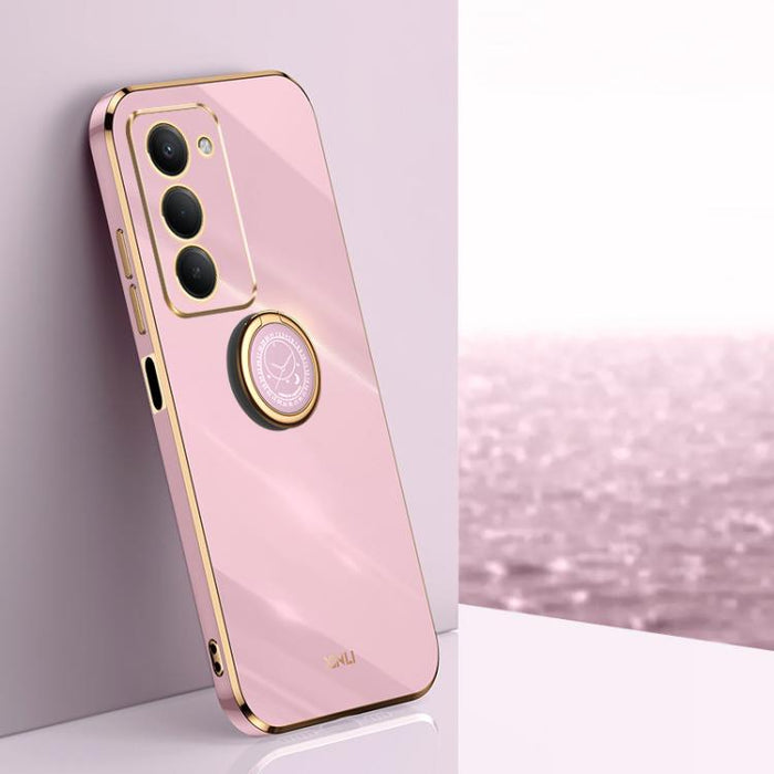 XINLI Estuche a prueba de golpes de TPU con borde dorado chapado en 6D recto con soporte para anillo, For Redmi A7 Pro 4G/5G 171mm, For Redmi Turbo 5 5G/Poco X8 Pro 5G, For Redmi Turbo 5 Max 5G, For Redmi Note 15 4G Global 164mm                        ...