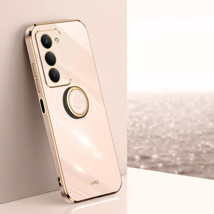 XINLI Estuche a prueba de golpes de TPU con borde dorado chapado en 6D recto con soporte para anillo, For Redmi A7 Pro 4G/5G 171mm, For Redmi Turbo 5 5G/Poco X8 Pro 5G, For Redmi Turbo 5 Max 5G, For Redmi Note 15 4G Global 164mm                        ...