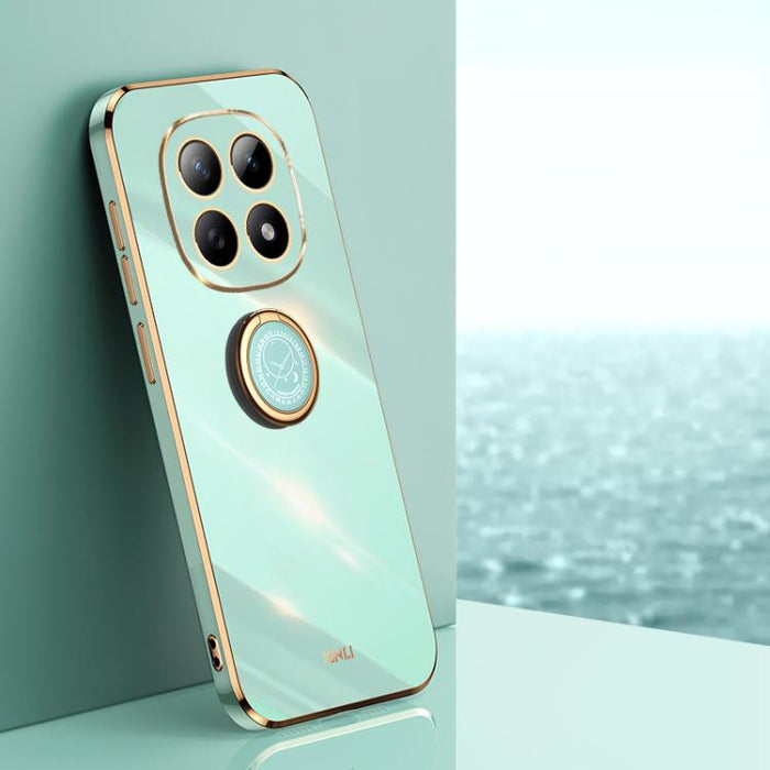 XINLI Estuche a prueba de golpes de TPU con borde dorado chapado en 6D recto con soporte para anillo, For Redmi A7 Pro 4G/5G 171mm, For Redmi Turbo 5 5G/Poco X8 Pro 5G, For Redmi Turbo 5 Max 5G, For Redmi Note 15 4G Global 164mm                        ...