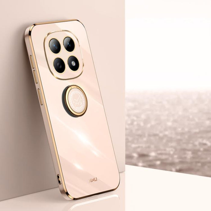 XINLI Estuche a prueba de golpes de TPU con borde dorado chapado en 6D recto con soporte para anillo, For Redmi A7 Pro 4G/5G 171mm, For Redmi Turbo 5 5G/Poco X8 Pro 5G, For Redmi Turbo 5 Max 5G, For Redmi Note 15 4G Global 164mm                        ...