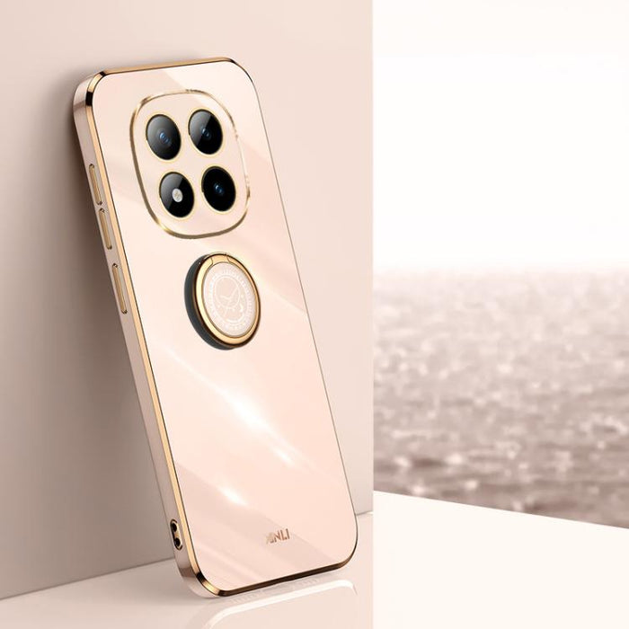 XINLI Estuche a prueba de golpes de TPU con borde dorado chapado en 6D recto con soporte para anillo, For Redmi A7 Pro 4G/5G 171mm, For Redmi Turbo 5 5G/Poco X8 Pro 5G, For Redmi Turbo 5 Max 5G, For Redmi Note 15 4G Global 164mm                        ...