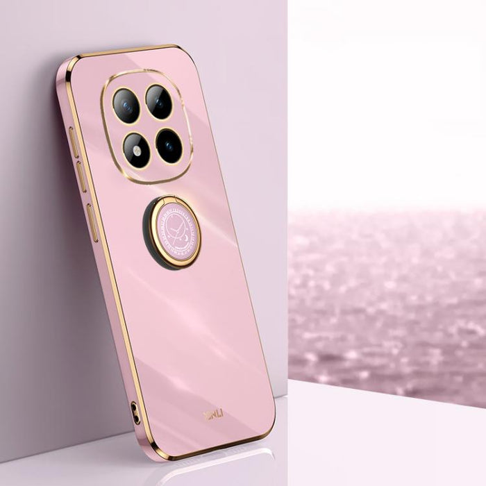 XINLI Estuche a prueba de golpes de TPU con borde dorado chapado en 6D recto con soporte para anillo, For Redmi A7 Pro 4G/5G 171mm, For Redmi Turbo 5 5G/Poco X8 Pro 5G, For Redmi Turbo 5 Max 5G, For Redmi Note 15 4G Global 164mm                        ...