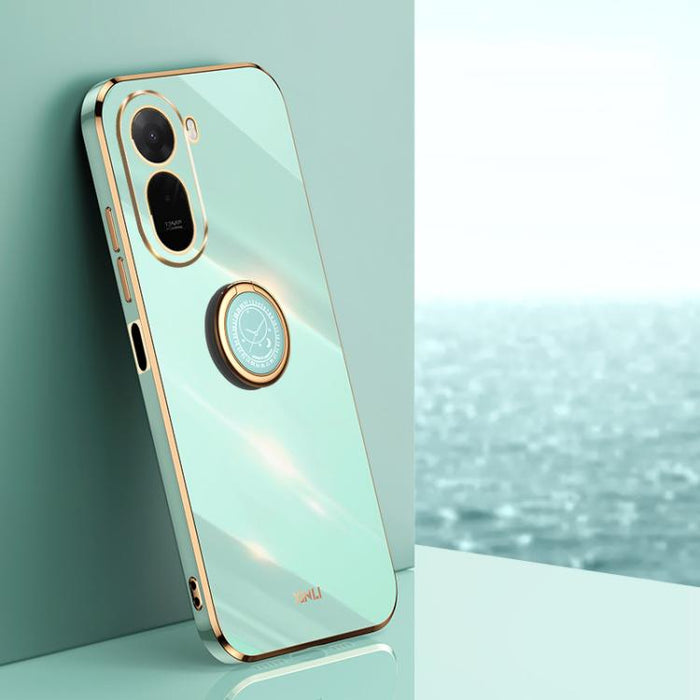 XINLI Estuche a prueba de golpes de TPU con borde dorado chapado en 6D recto con soporte para anillo, For Redmi A7 Pro 4G/5G 171mm, For Redmi Turbo 5 5G/Poco X8 Pro 5G, For Redmi Turbo 5 Max 5G, For Redmi Note 15 4G Global 164mm                        ...