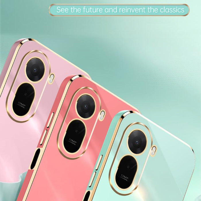XINLI Estuche a prueba de golpes de TPU con borde dorado chapado en 6D recto con soporte para anillo, For Redmi A7 Pro 4G/5G 171mm, For Redmi Turbo 5 5G/Poco X8 Pro 5G, For Redmi Turbo 5 Max 5G, For Redmi Note 15 4G Global 164mm                        ...
