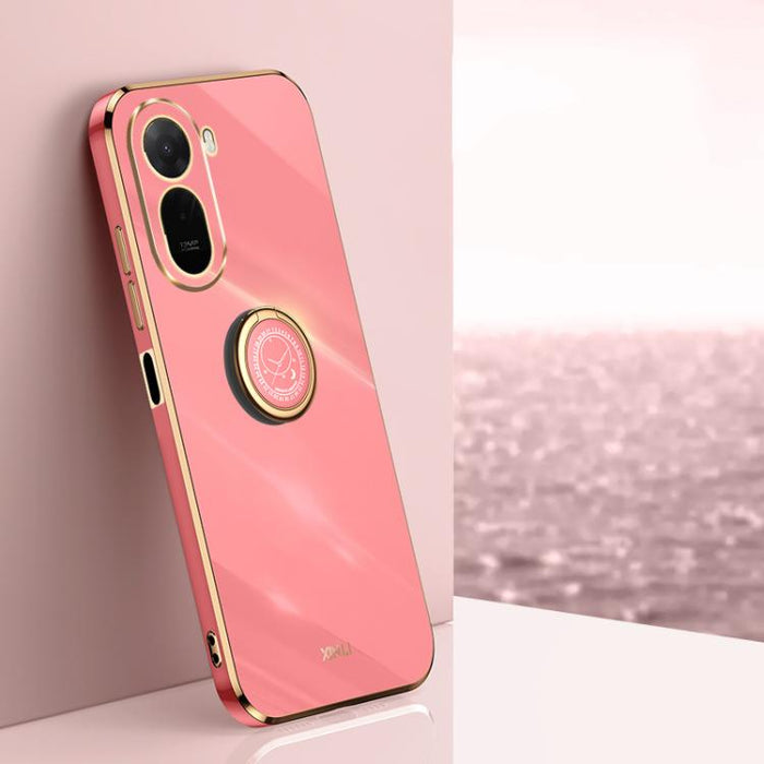 XINLI Estuche a prueba de golpes de TPU con borde dorado chapado en 6D recto con soporte para anillo, For Redmi A7 Pro 4G/5G 171mm, For Redmi Turbo 5 5G/Poco X8 Pro 5G, For Redmi Turbo 5 Max 5G, For Redmi Note 15 4G Global 164mm                        ...