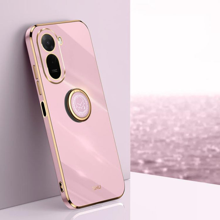 XINLI Estuche a prueba de golpes de TPU con borde dorado chapado en 6D recto con soporte para anillo, For Redmi A7 Pro 4G/5G 171mm, For Redmi Turbo 5 5G/Poco X8 Pro 5G, For Redmi Turbo 5 Max 5G, For Redmi Note 15 4G Global 164mm                        ...